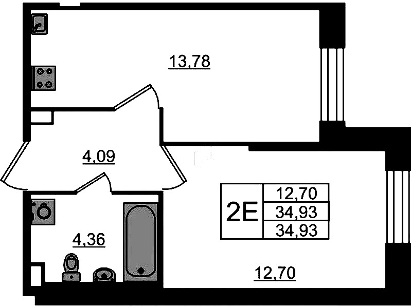 1-комнатная квартира 34.93 м², 1/23 эт., ЖК «Живи! В Рыбацком»